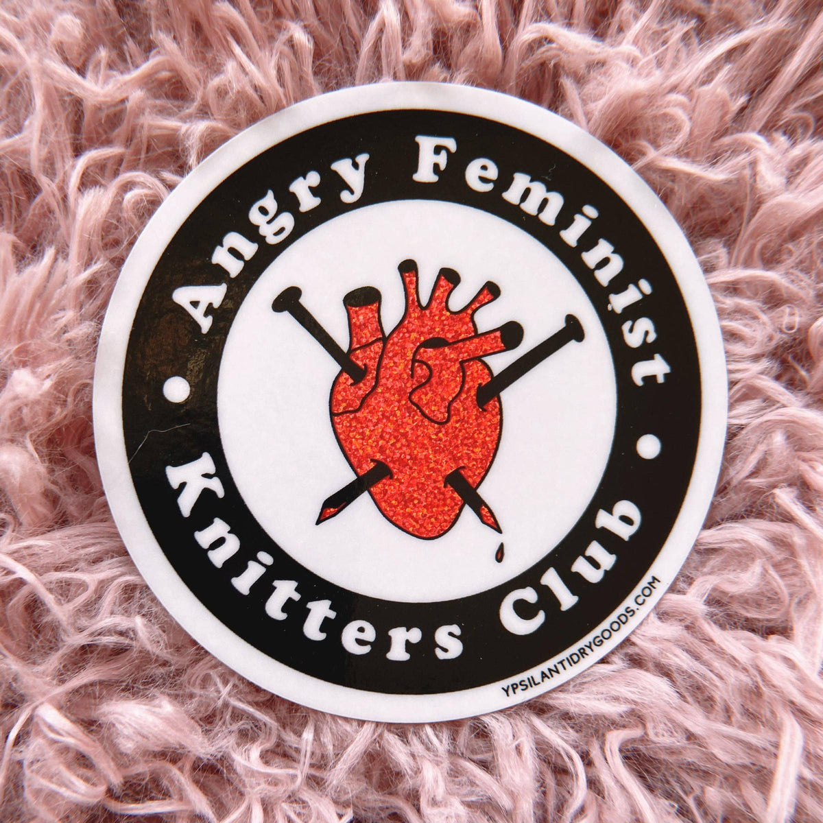 Wild Hunt-Angry Feminist Knitters Club Glitter Sticker-sticker-gather here online