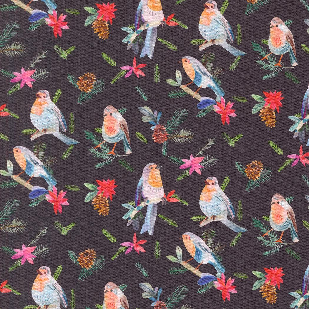 Moda-Robins With Pinecones Coal-fabric-gather here online