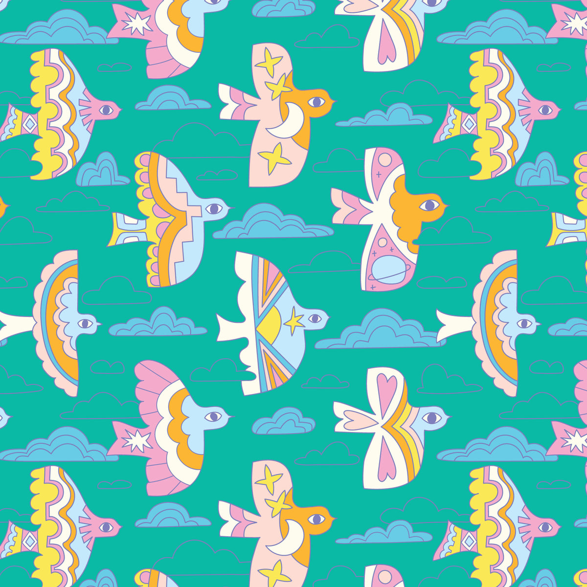 Cloud9-Sky Parade Turquoise-fabric-gather here online