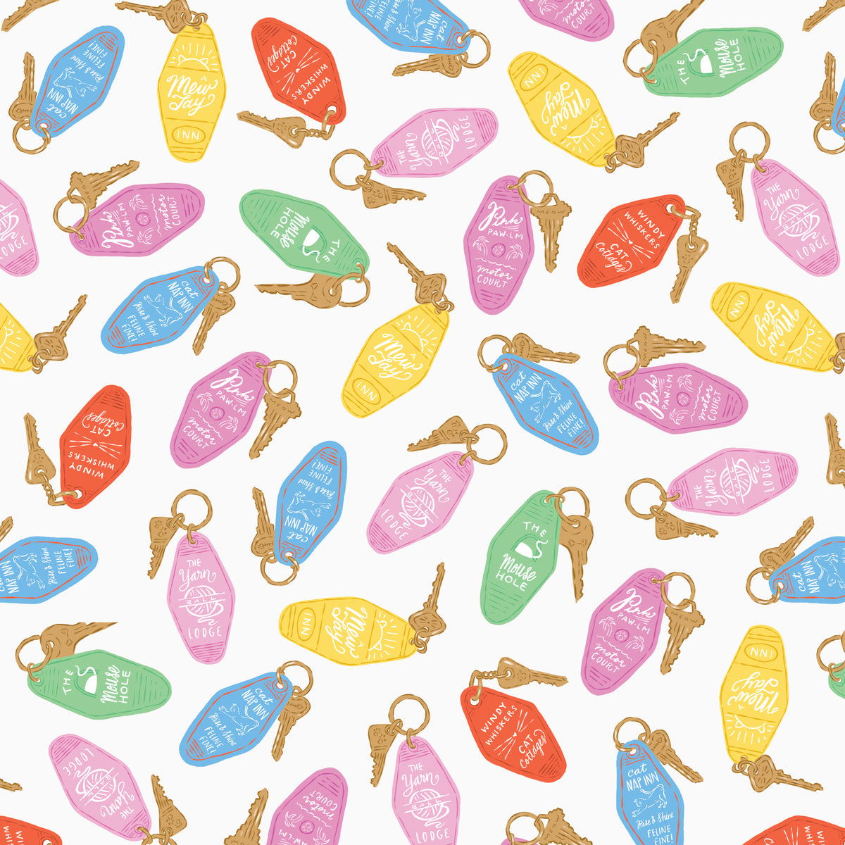 Cloud9-Retro Meowtel-fabric-gather here online
