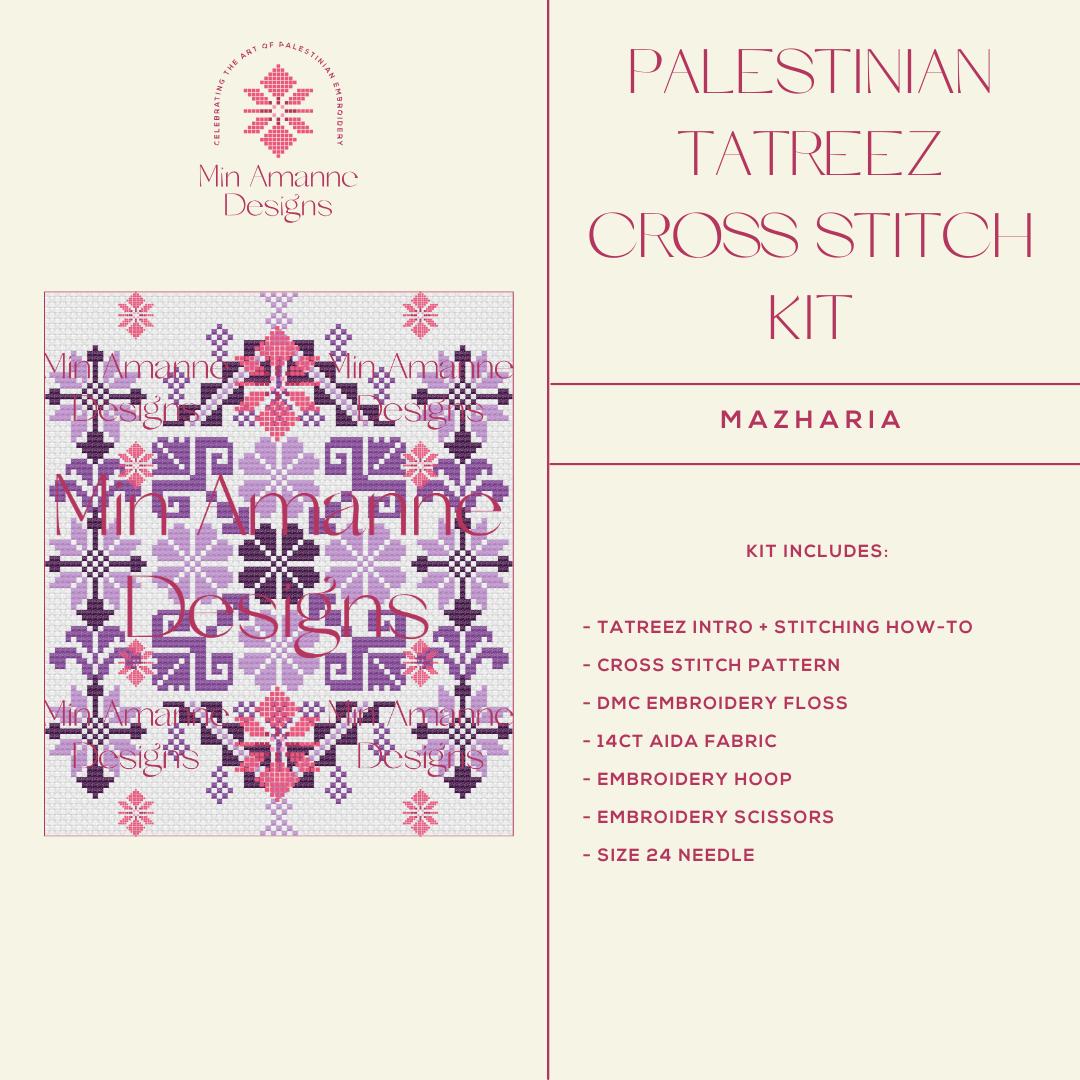 Min Amanne Tatreez Designs-Mazharia Tatreez Kit-xstitch kit-gather here online