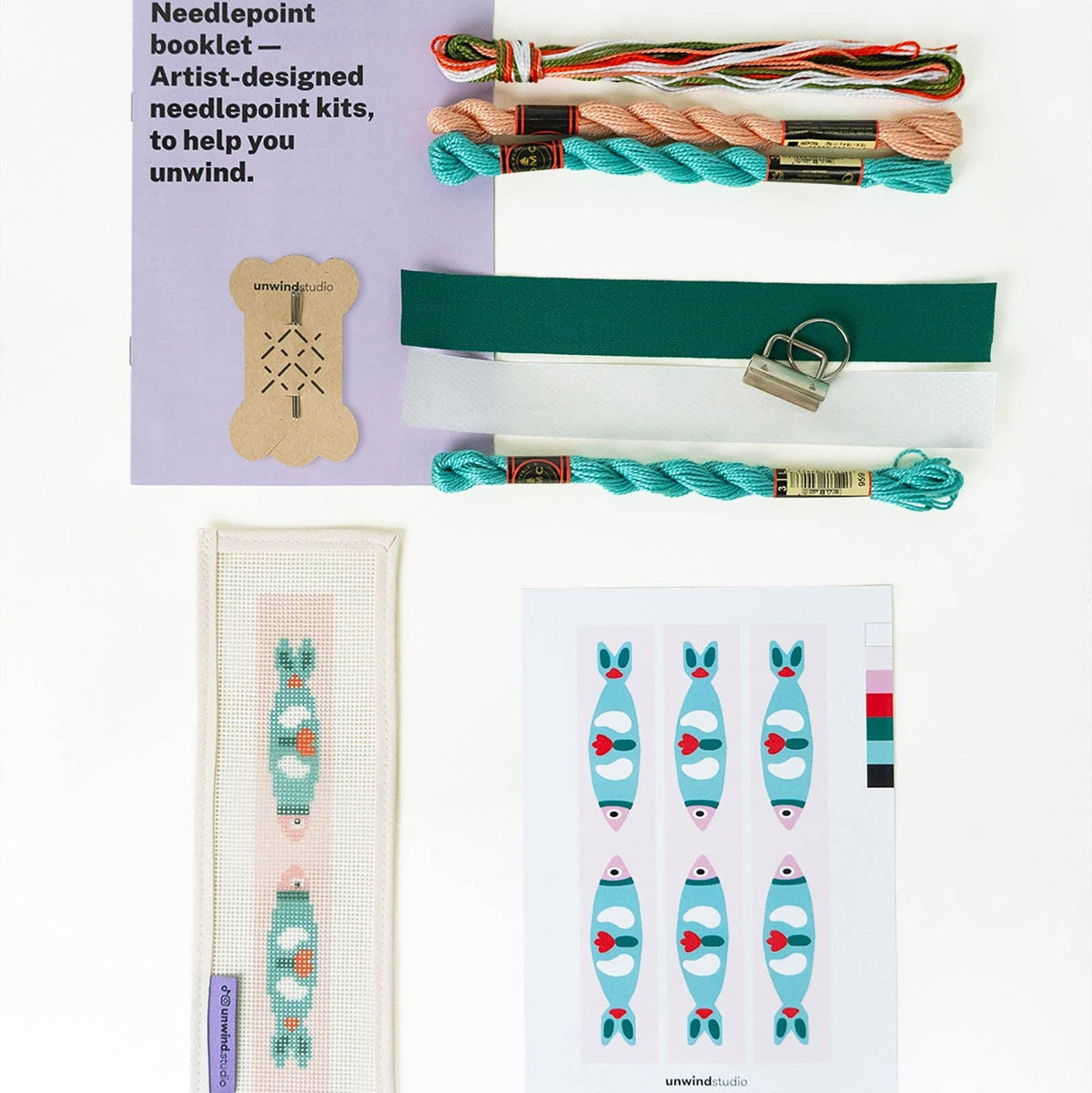 Unwind Studio-Portuguese Sardine Key Fob Needlepoint Kit-xstitch kit-gather here online