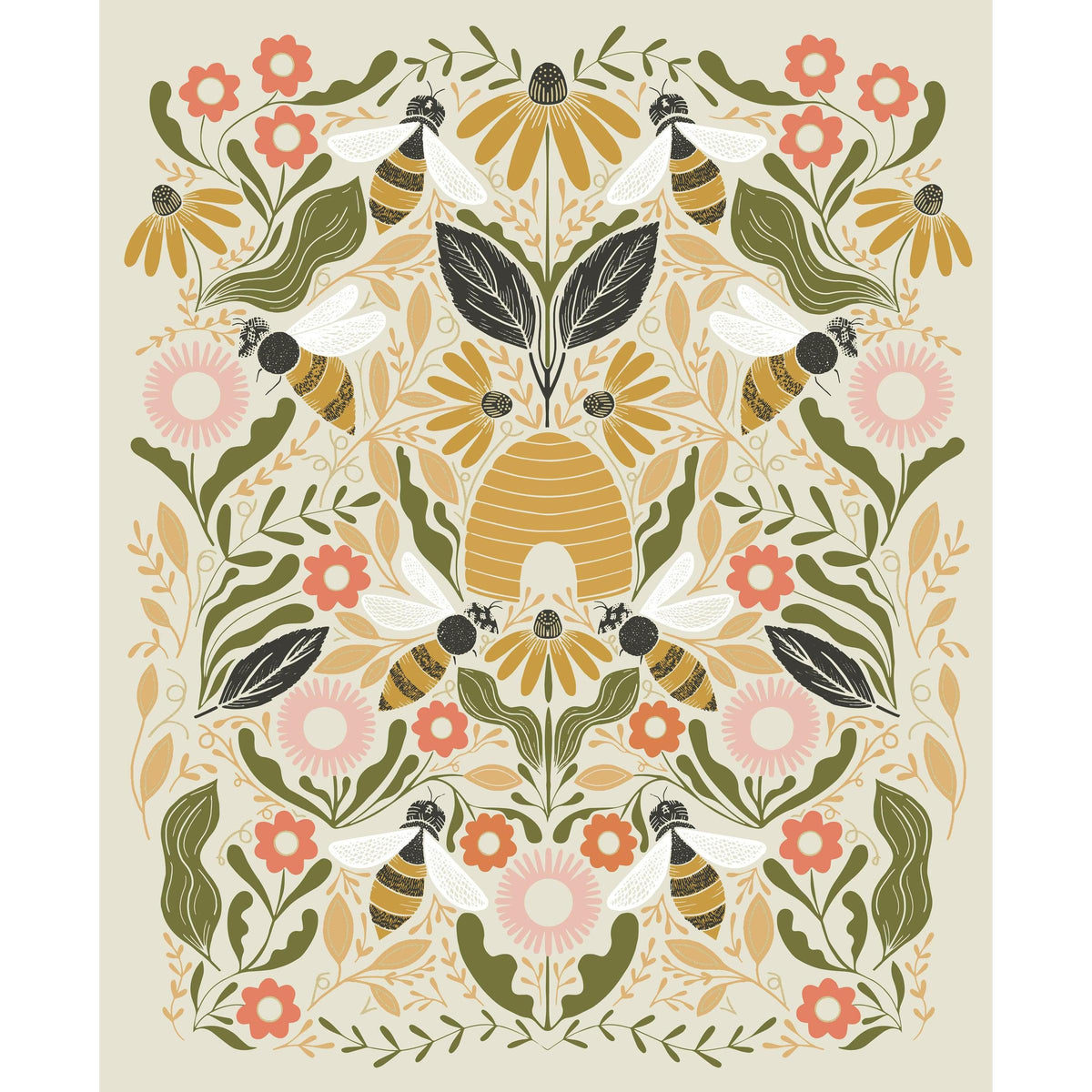 Moda-Bee Garden Metallic Porcelain Panel-fabric panel-gather here online