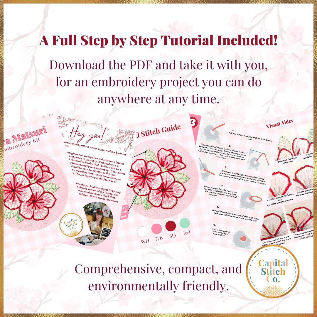 Capital Stitch Co.-Sakura Matsuri Cherry Blossom Mini Embroidery Kit-embroidery kit-gather here online