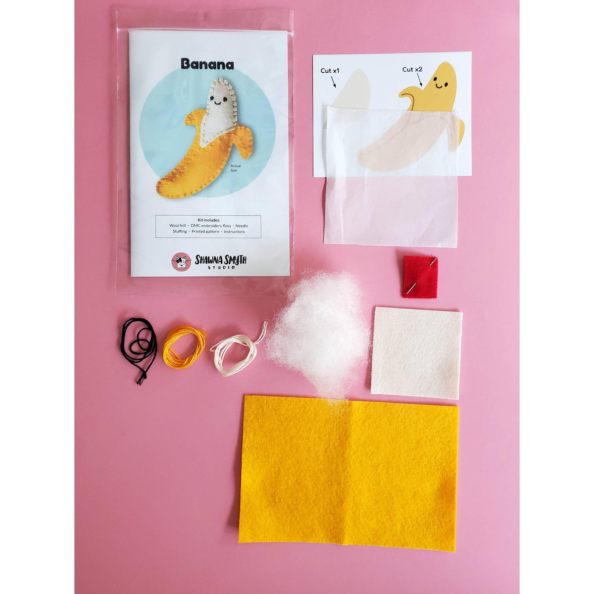 Shawna Smyth Studio-Banana DIY Felt Kit-sewing kit-gather here online