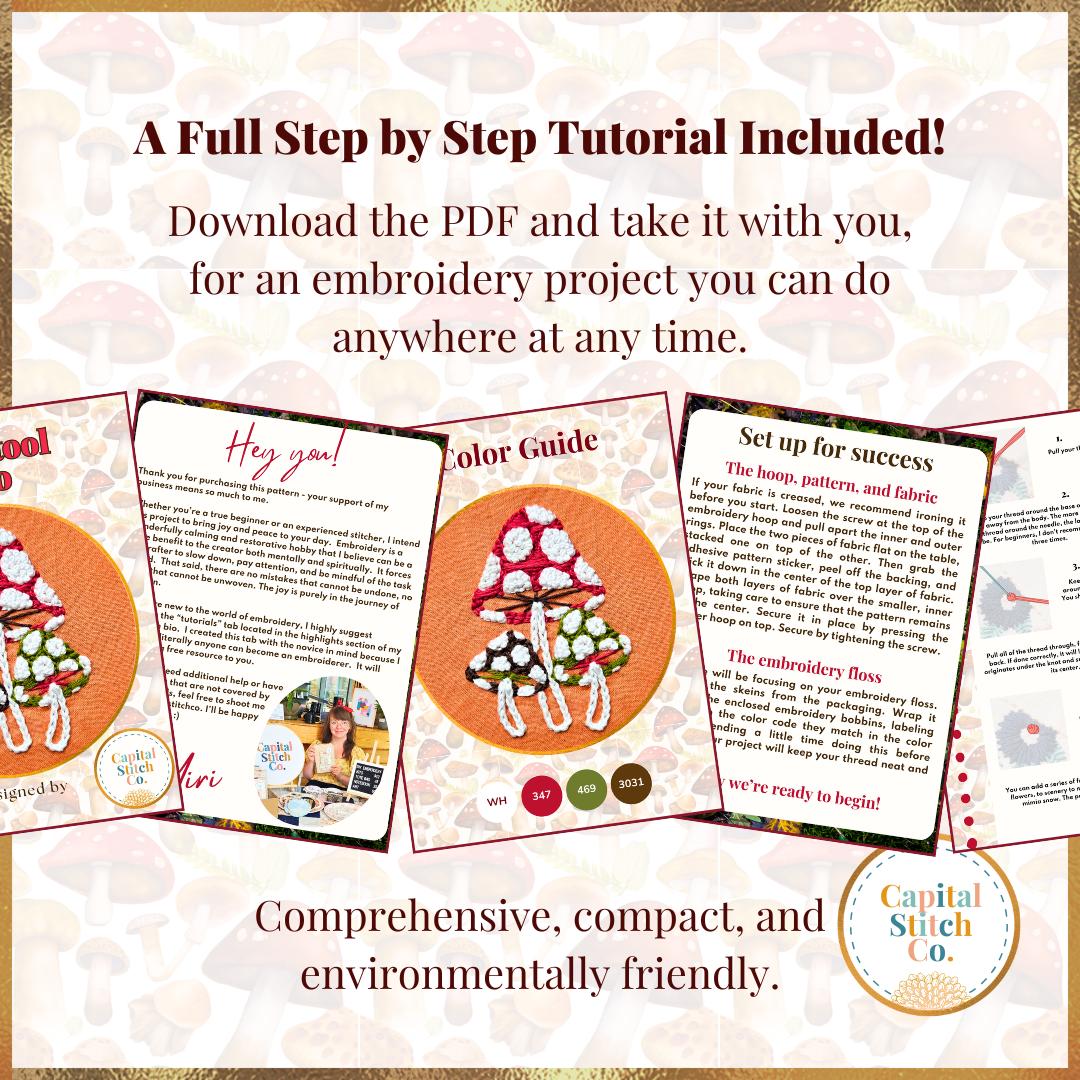 Capital Stitch Co.-Toadstool Trio Mini Embroidery Kit-embroidery kit-gather here online