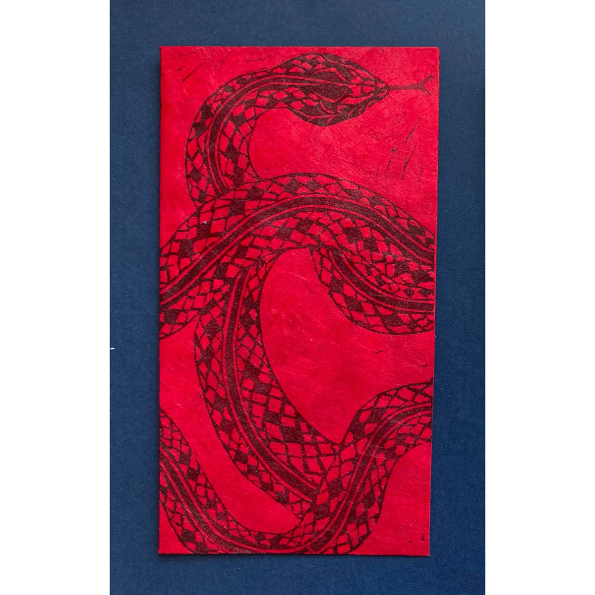 Kathie Studio-Snake Blockprinted Lunar New Year Red Envelope - Black Snake-greeting card-gather here online
