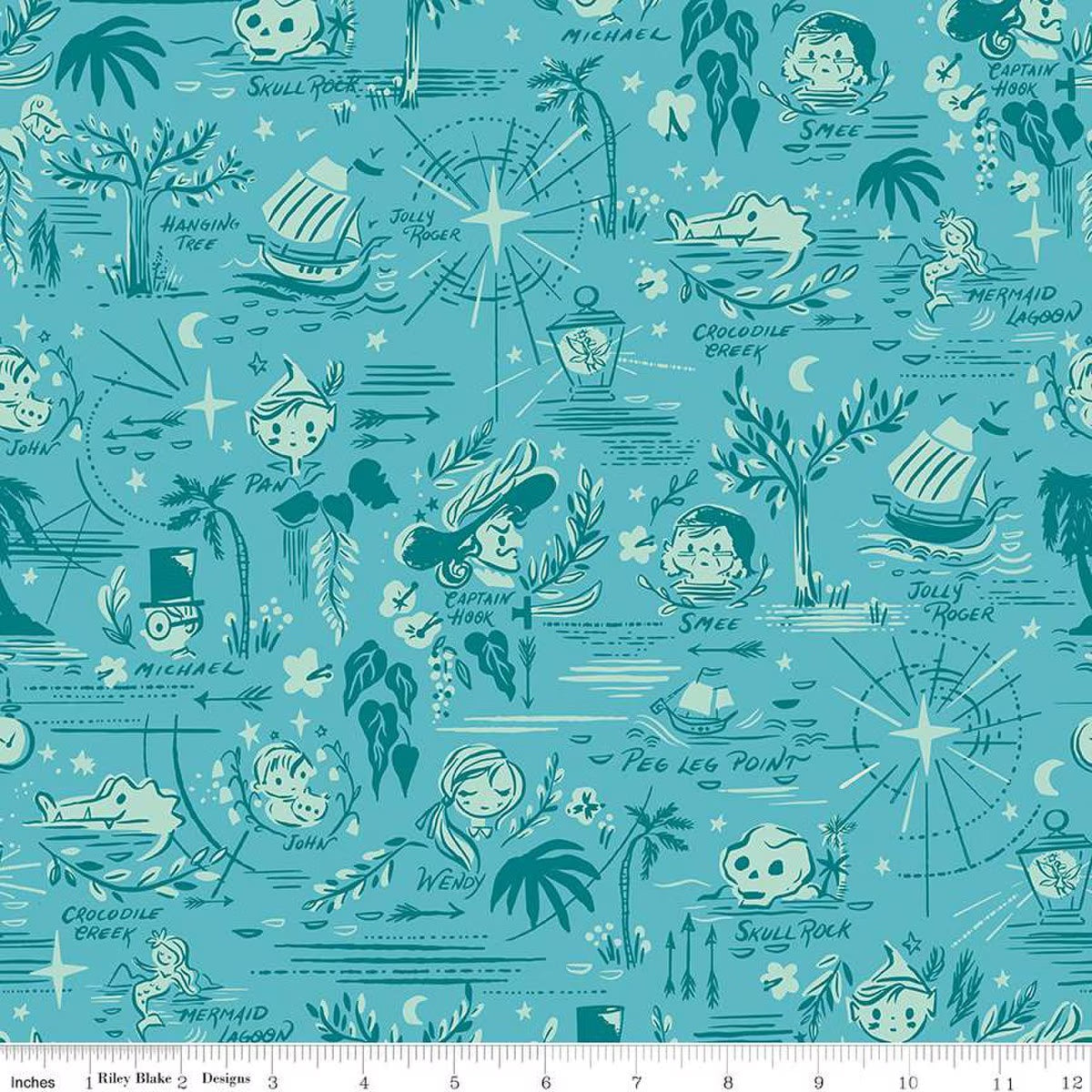 Riley Blake Designs-Map Lagoon-fabric-gather here online