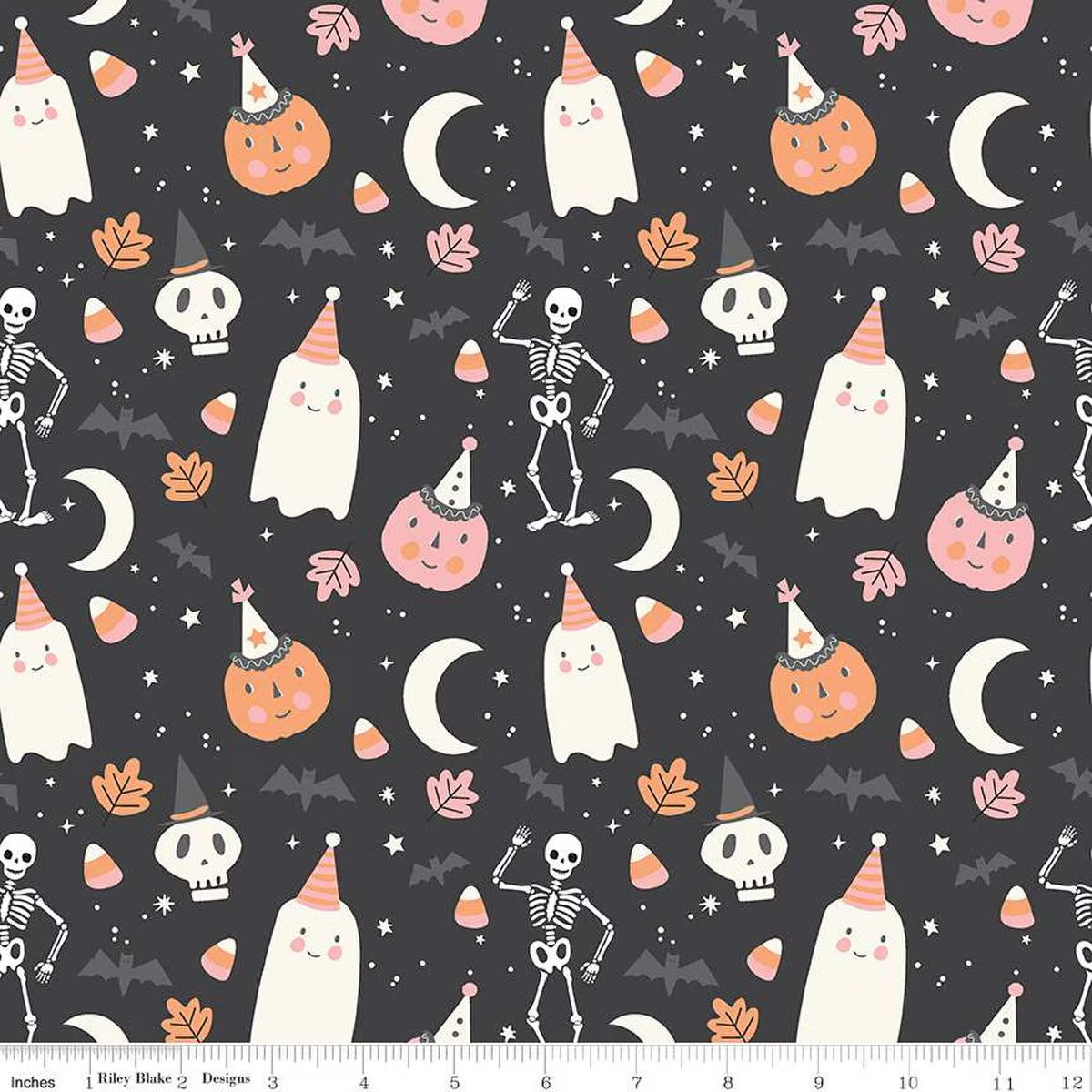 Riley Blake Designs-Hey Pumpkin Main Charcoal-fabric-gather here online