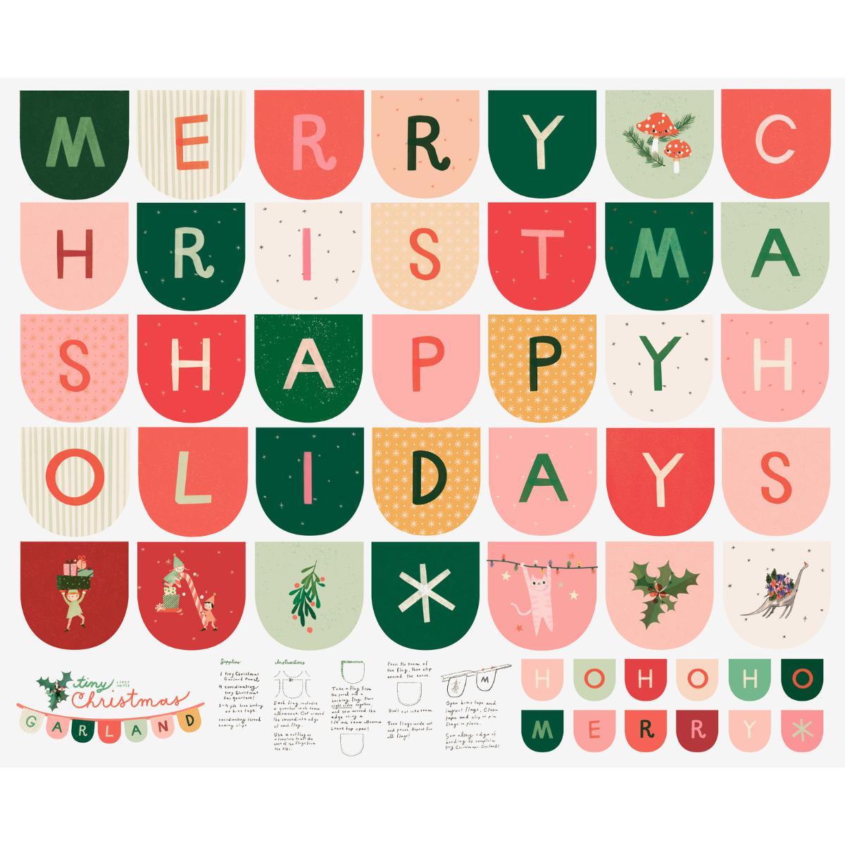 Moda-Tiny Christmas Garland Panel-fabric panel-gather here online