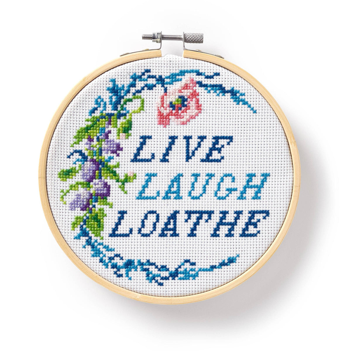 Chronicle Books-Brass Monkey Live Laugh Loathe Cross Stitch Kit-xstitch kit-gather here online