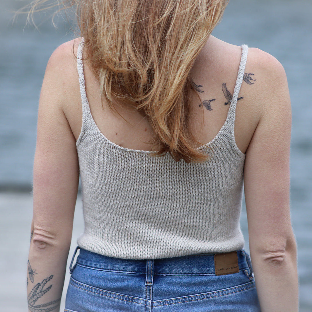 Knit Cami with spaghetti straps back view