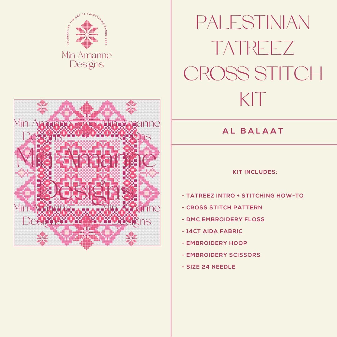 Min Amanne Tatreez Designs-Al Balaat Tatreez Kit-xstitch kit-gather here online
