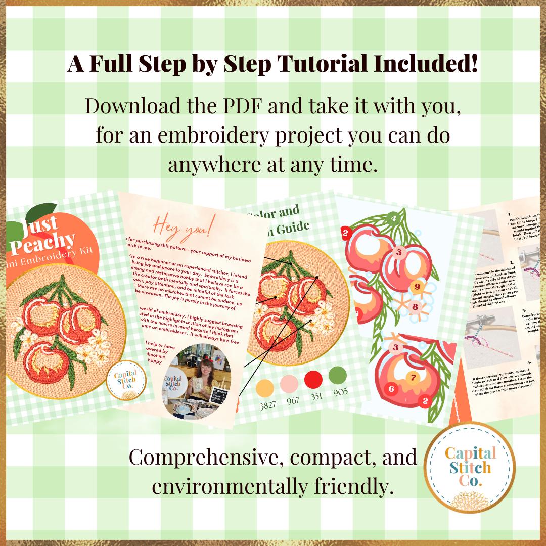 Capital Stitch Co.-Just Peachy Mini Embroidery Kit-embroidery kit-gather here online