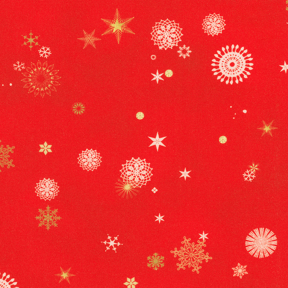 Robert Kaufman-Snowfall Cardinal-fabric-gather here online