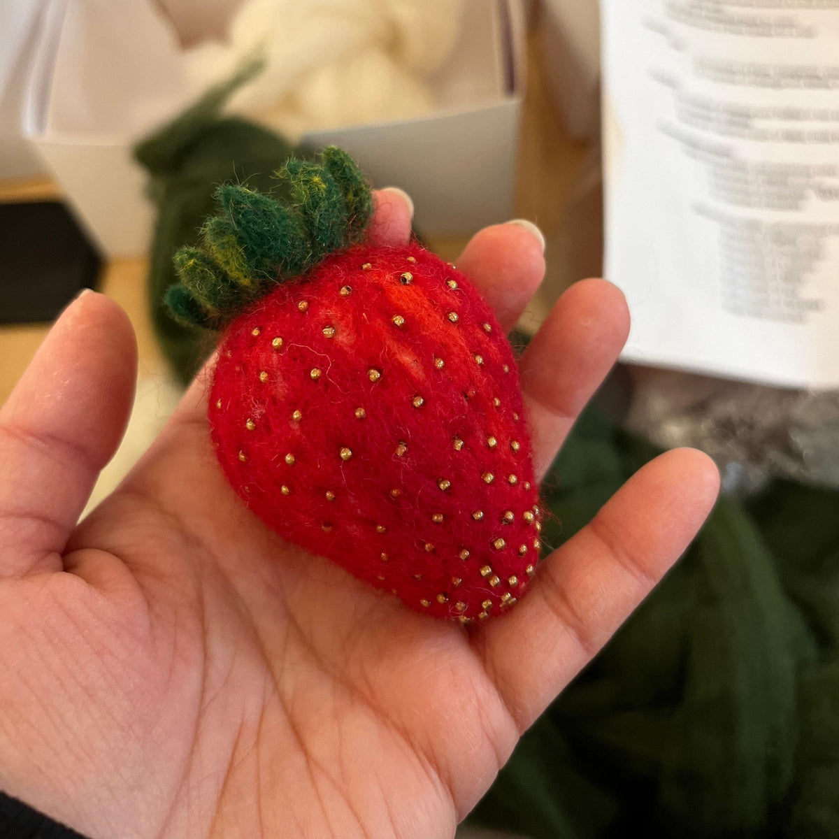 gather here classes-Needle Felt Strawberry ONLINE-class-gather here online