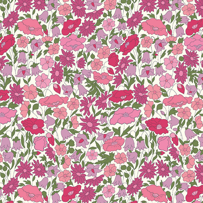 Liberty of London-Tana Lawn - Poppy Forest Pink-fabric-gather here online