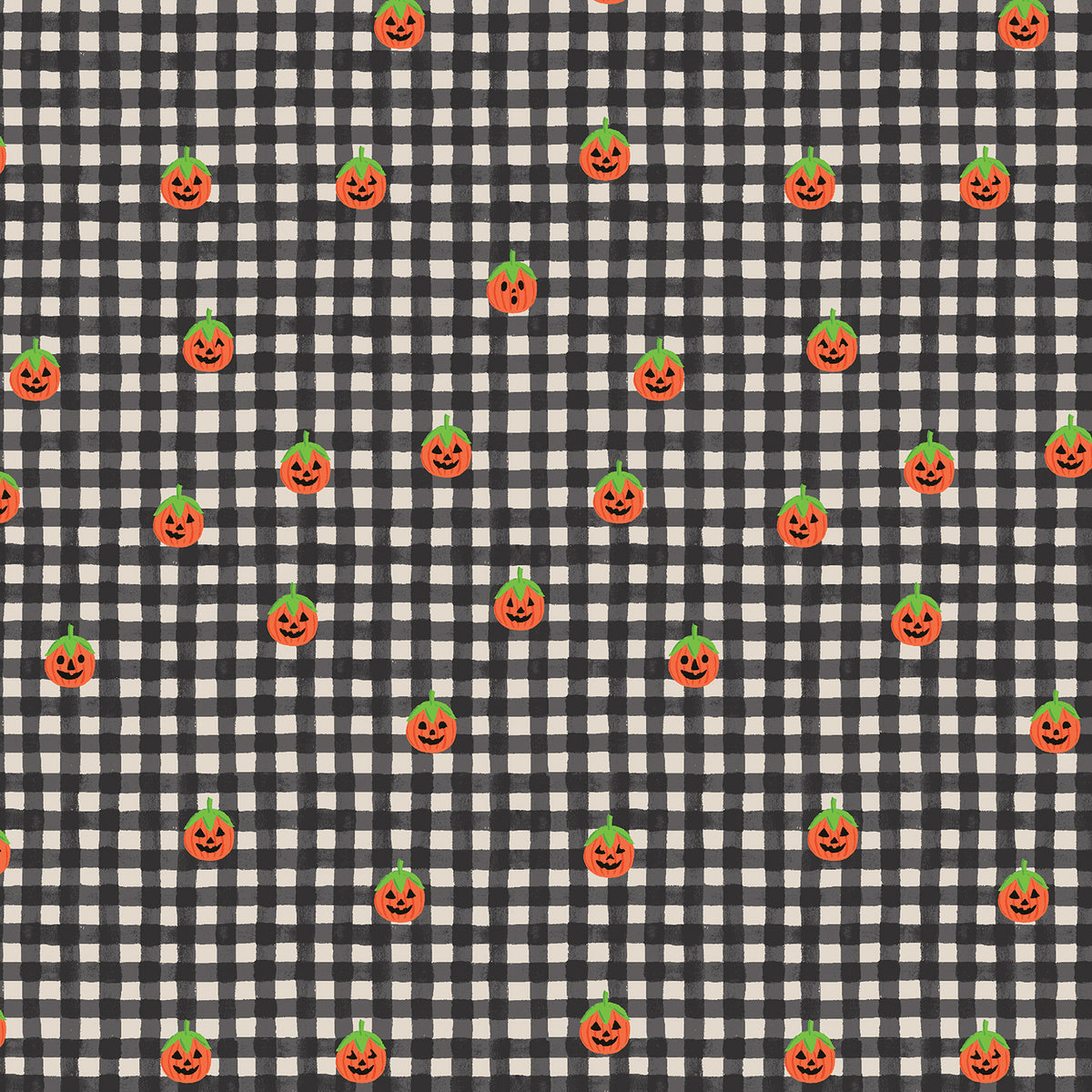 Cotton + Steel-Pumpkin Gingham Black-fabric-gather here online