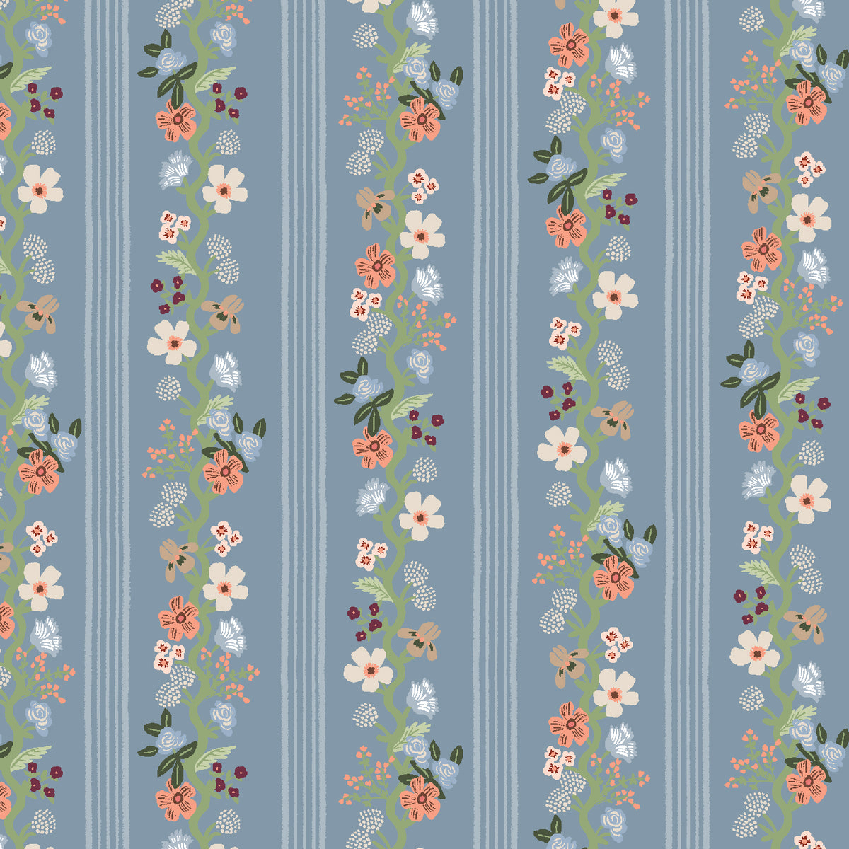 Cotton + Steel-Floral Trellis Stripe Slate-fabric-gather here online