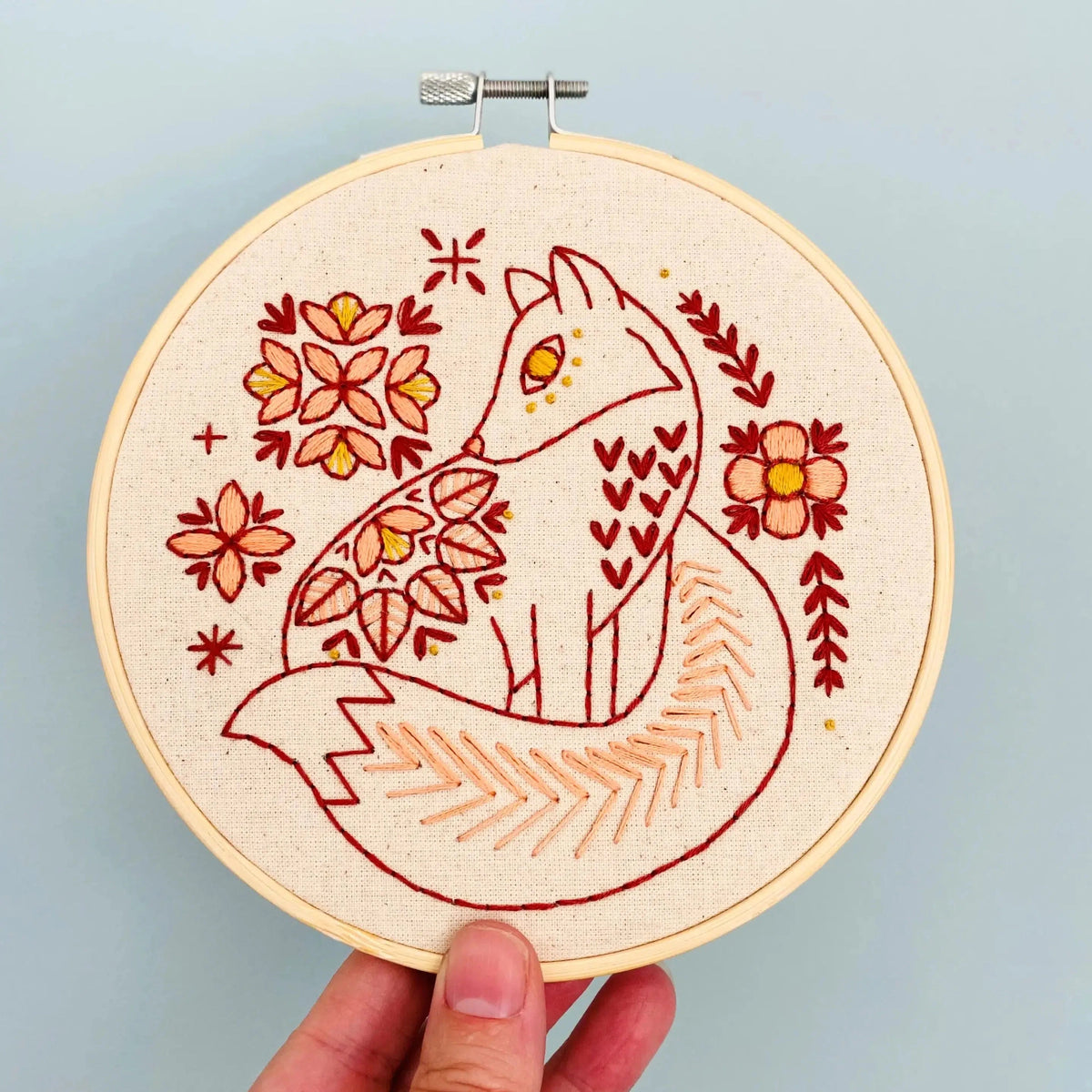 Hook, Line & Tinker-Folk Fox Embroidery Kit-embroidery kit-gather here online