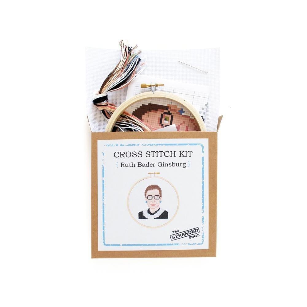 The Stranded Stitch - Ruth Bader Ginsburg DIY Cross Stitch Kit - Default - gatherhereonline.sbs