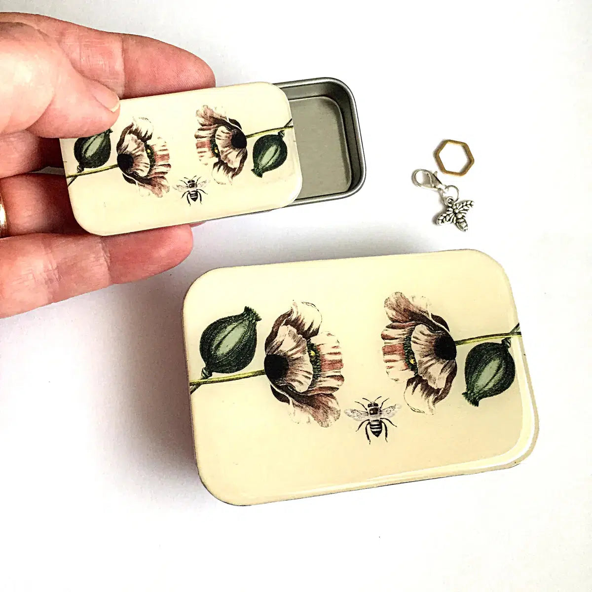 Firefly Notes-Bee and Poppy Small Notions Tin-knitting notion-gather here online
