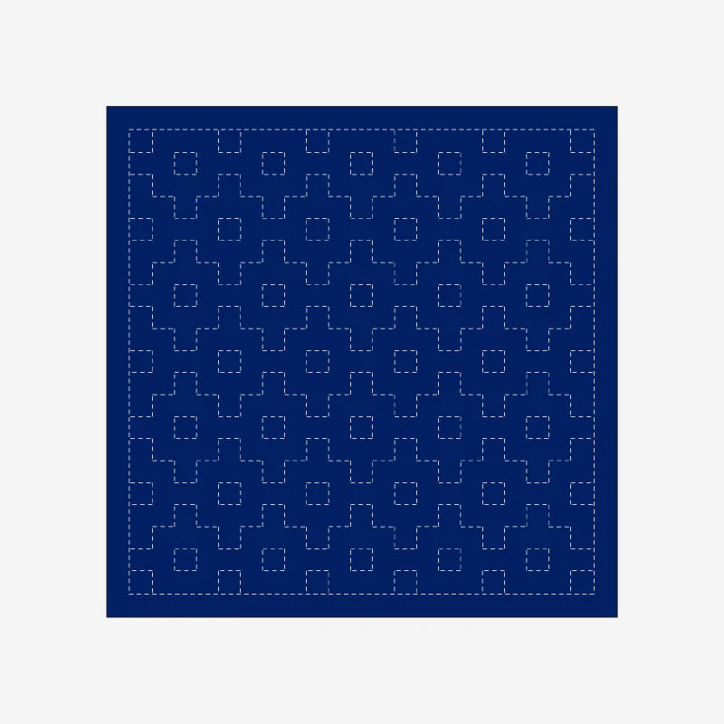 Daruma-Sashiko Sampler - Navy-embroidery kit-1205: Connected Right Angles (Kaku-Jutsunagi)-gather here online