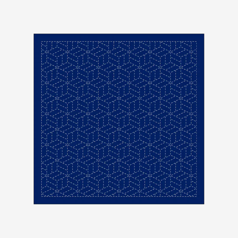 Daruma-Sashiko Sampler - Navy-embroidery kit-1207: Parquet (Yosegi)-gather here online
