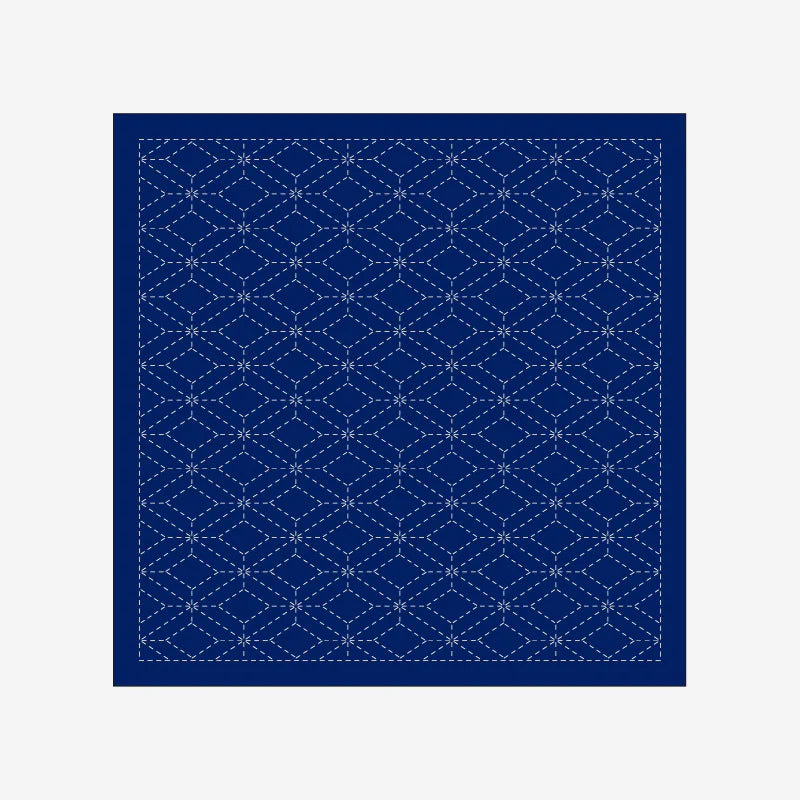 Daruma-Sashiko Sampler - Navy-embroidery kit-1208: Triple Diamond (Sanjubishi-Tsunagi)-gather here online