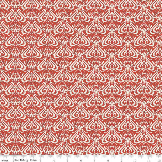 Liberty Fabrics-Nouveau Shadow Chalk Red-fabric-gather here online