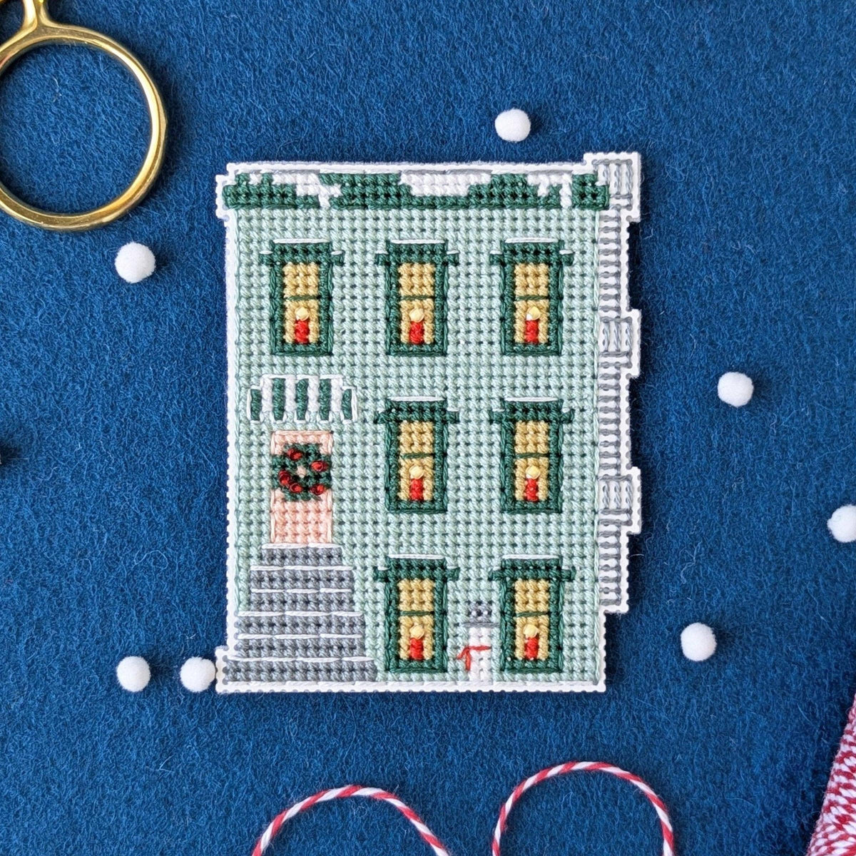 Benzie Design-Holiday Homes Townhome Cross Stitch Kit-xstitch kit-gather here online
