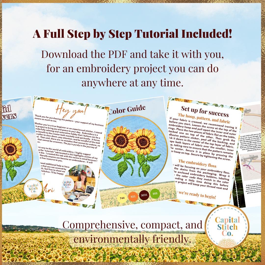 Capital Stitch Co.-Splendid Sunflowers Mini Embroidery Kit-embroidery kit-gather here online