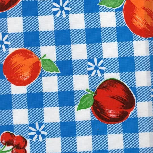 Oilcloth International-Riverside Oilcloth on Blue-fabric-gather here online