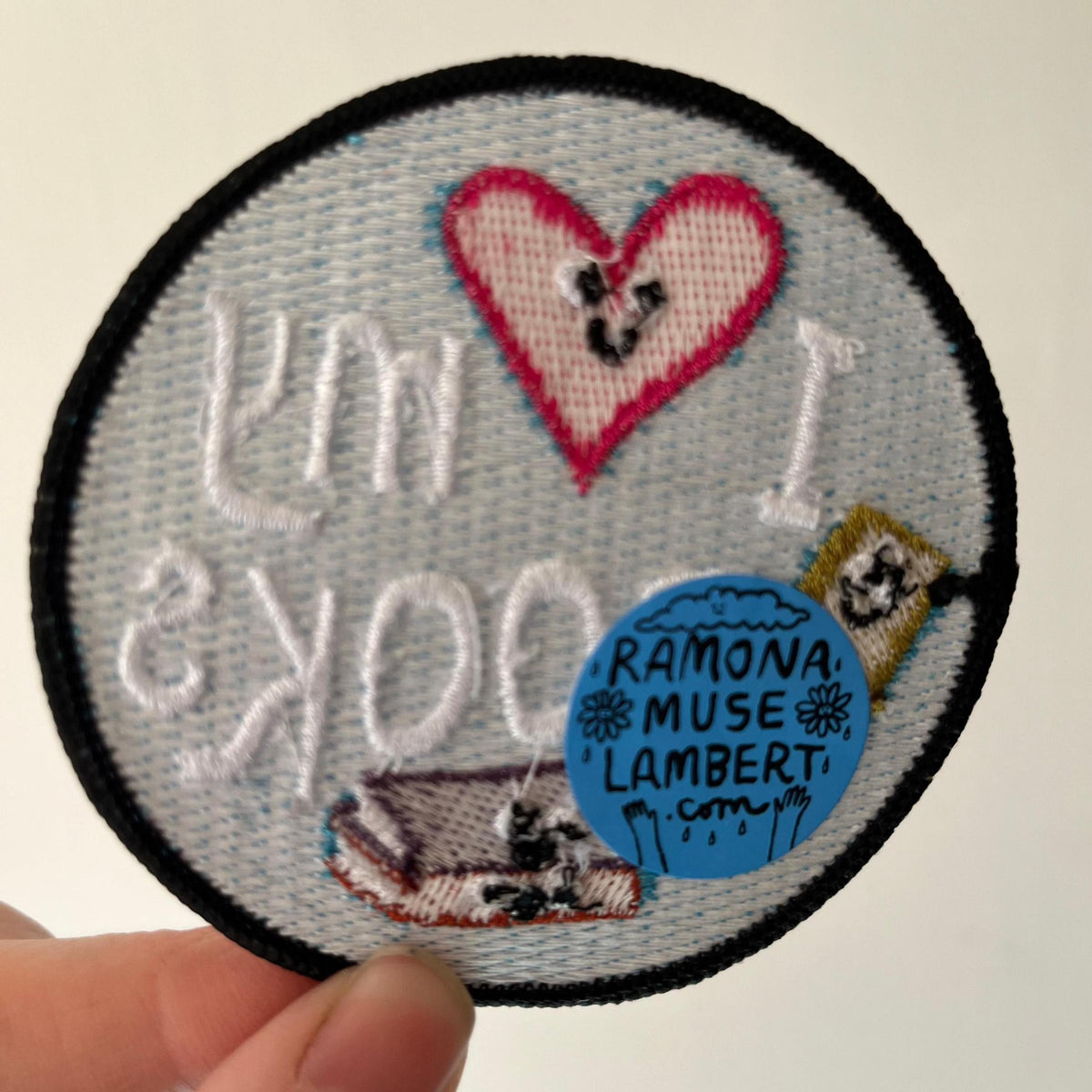 Ramona Muse Lambert-I Love My Books 3" Embroidered Patch-patches + pins-gather here online