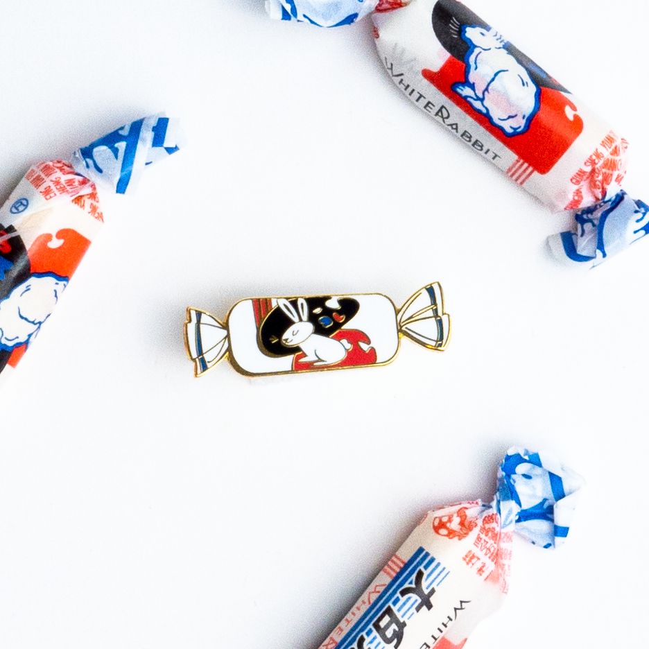 Sherry's Palette-White Rabbit Enamel Pin-accessory-gather here online