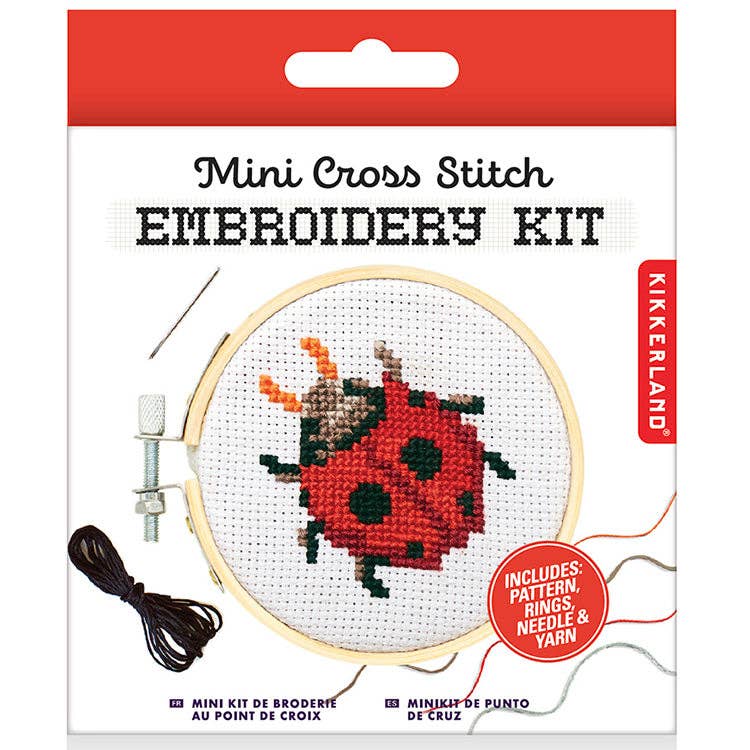 Kikkerland-Mini Cross Stitch Embroidery Kit - Ladybug-xstitch kit-gather here online