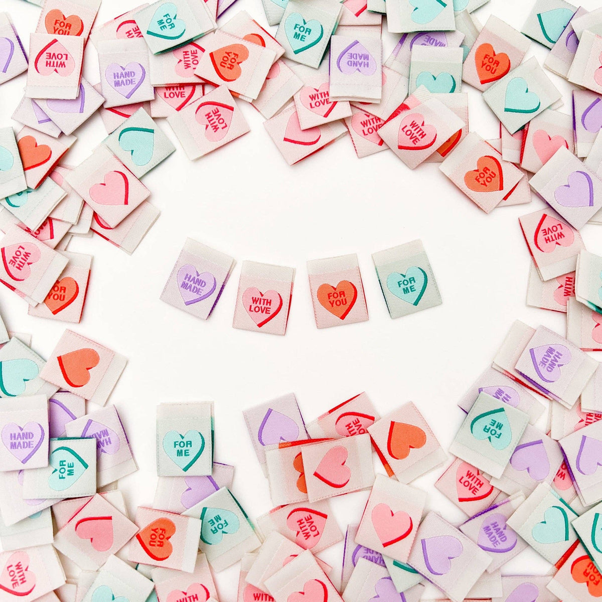 Sarah Hearts-Valentine's Day Candy Heart Woven Labels - Sewing Gift Tags-notion-gather here online