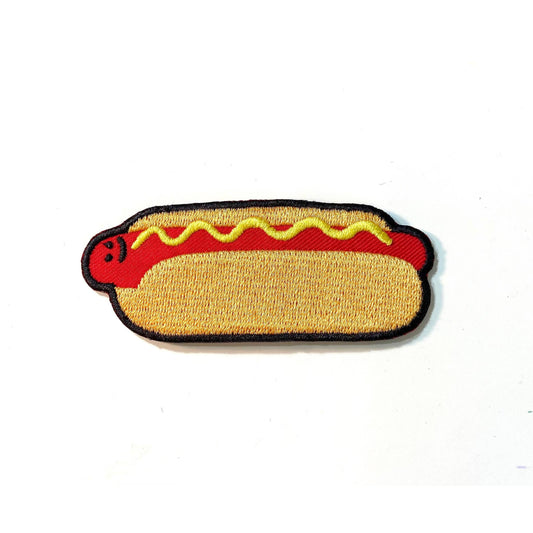 Sparkletown Studios-Happy Hot Dog Iron-On Patch-patches + pins-gather here online