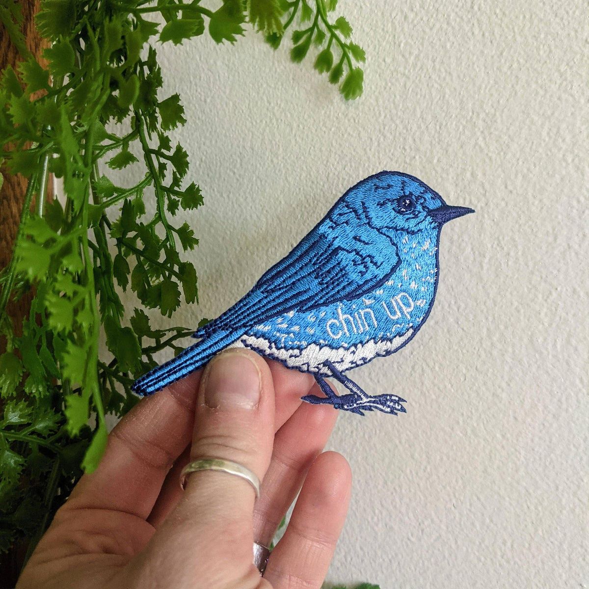 ilikesara-Chin Up Blue Bird Iron-On Patch-patches + pins-gather here online