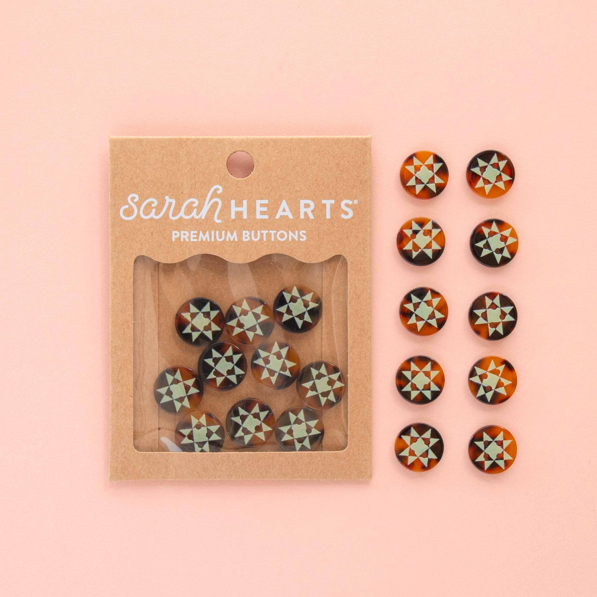 Sarah Hearts-Quilt Star Small 5/8" Buttons-button-gather here online