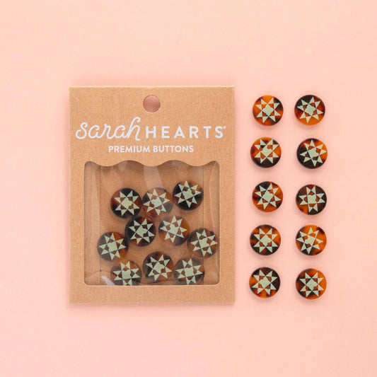 Sarah Hearts-Quilt Star Small 5/8" Buttons-button-gather here online