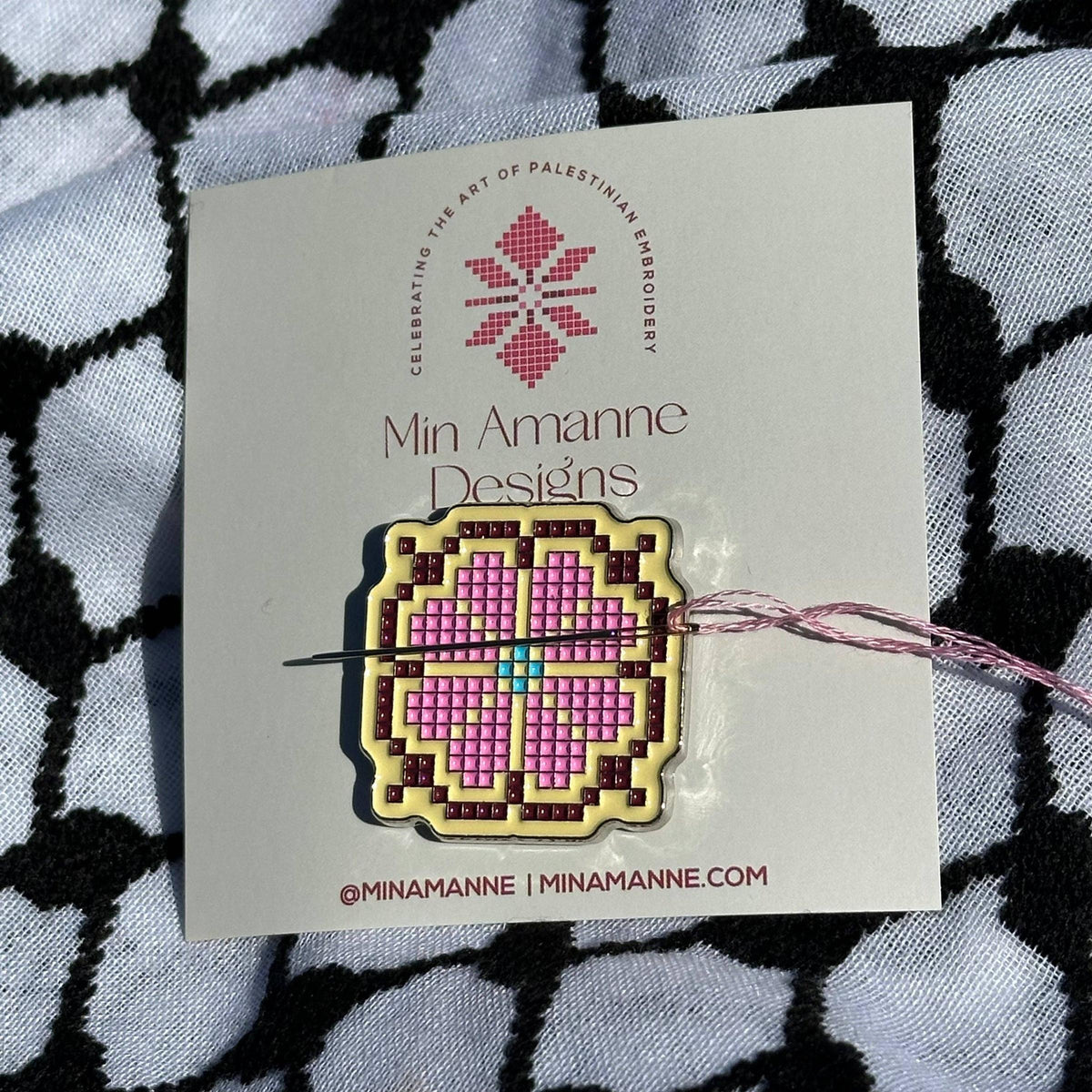 Min Amanne Tatreez Designs-Wardet el-Sham Needle Minder-embroidery notion-gather here online
