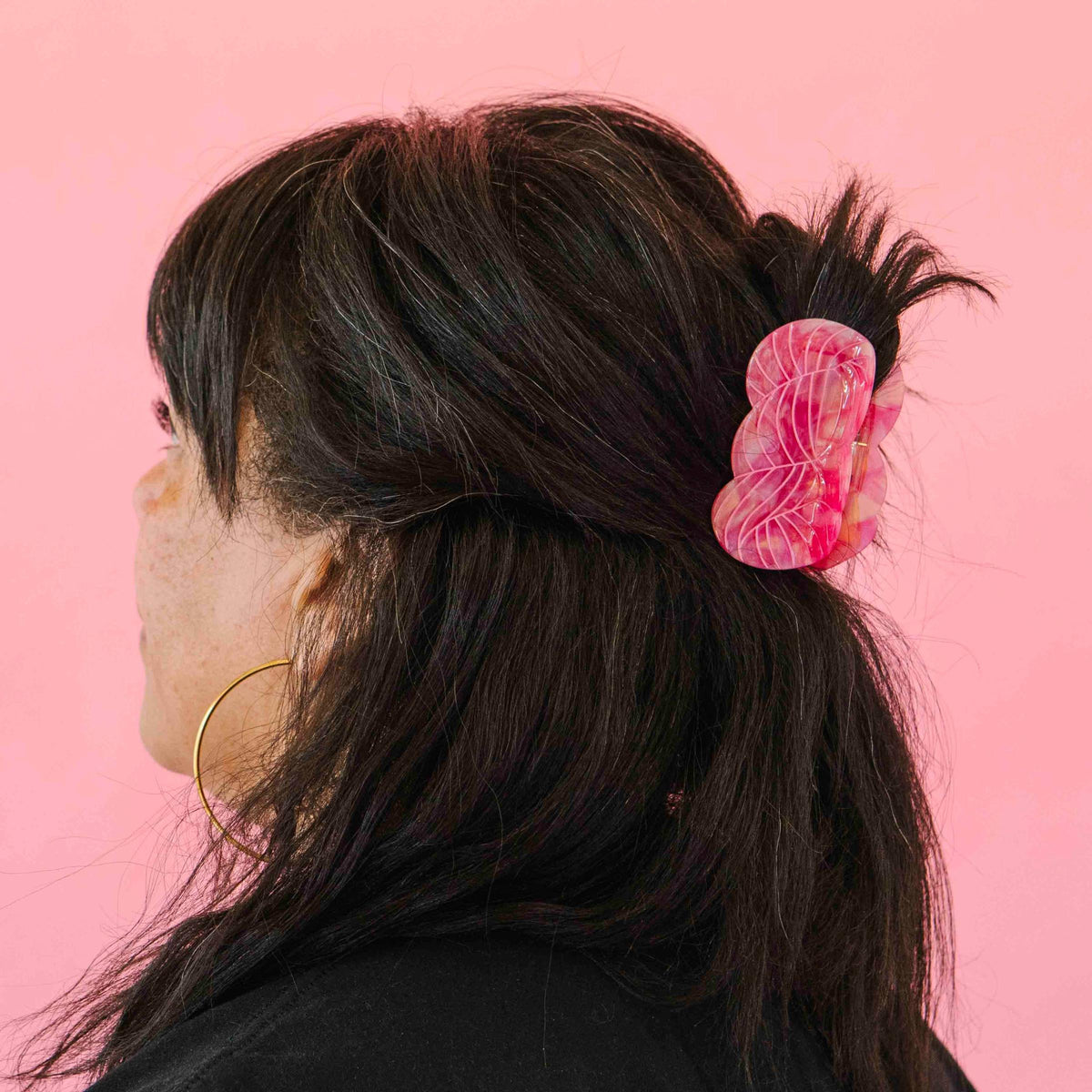 Sarah Hearts-Pink Yarn Skein Hair Claw-accessory-gather here online