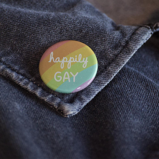Luck and Lavender Studio-Happily Gay Button-patches + pins-gather here online