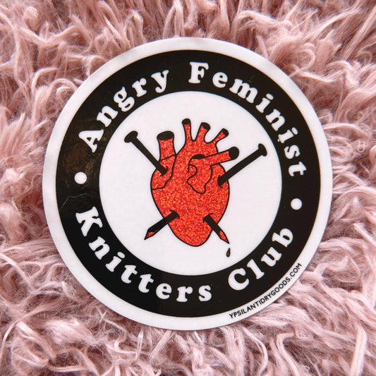 Wild Hunt-Angry Feminist Knitters Club Glitter Sticker-sticker-gather here online