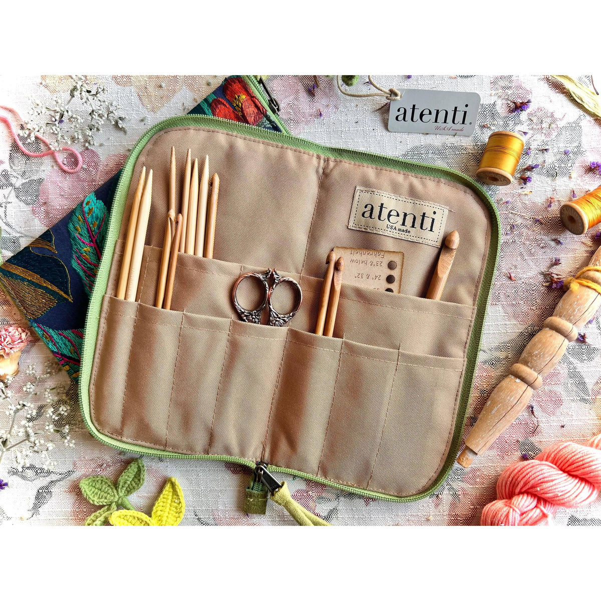 Atenti-Flora Needles, Hooks, and Tools Case-craft organizer-gather here online