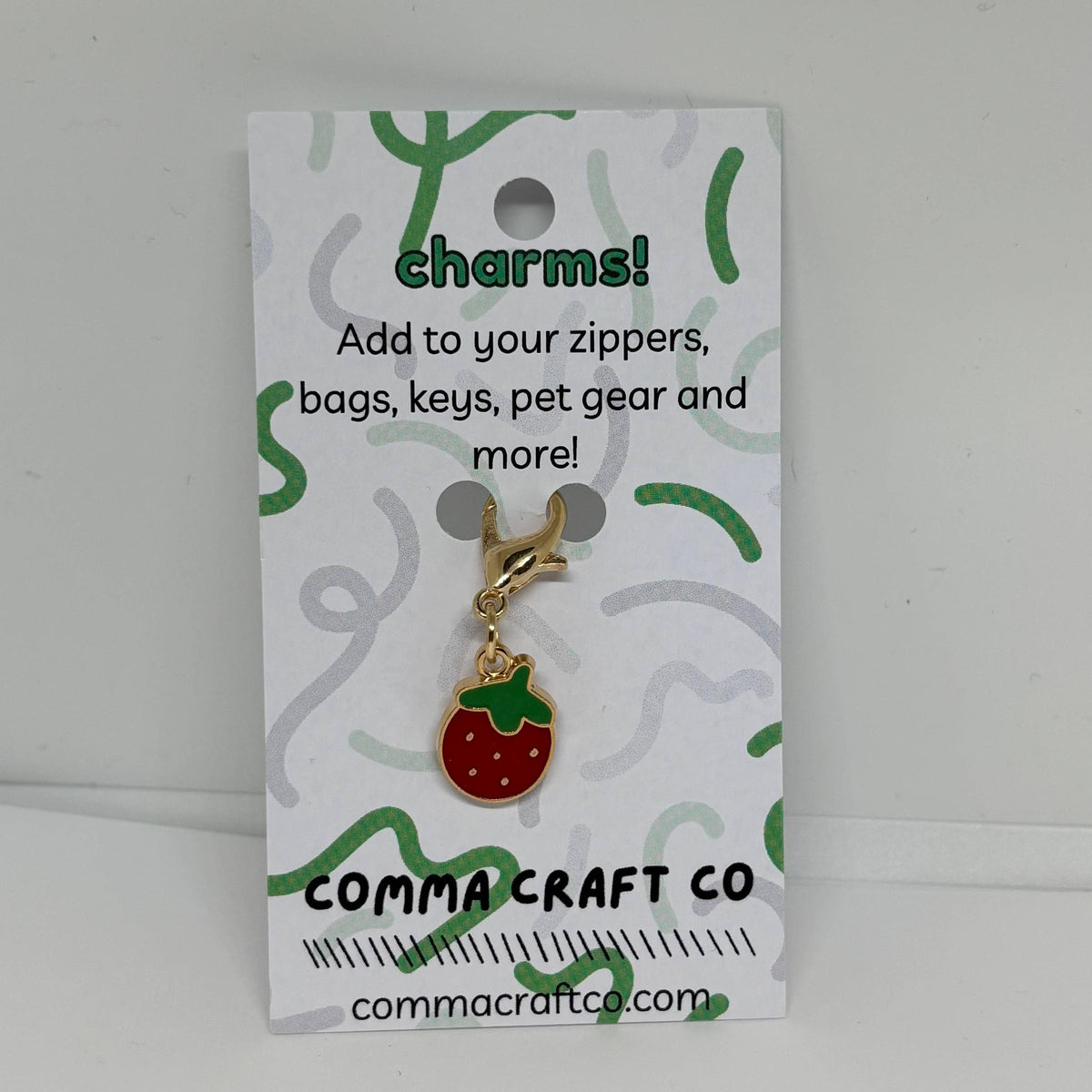 Comma Craft Co-Enamel Stitch Marker - Strawberry-knitting notion-gather here online
