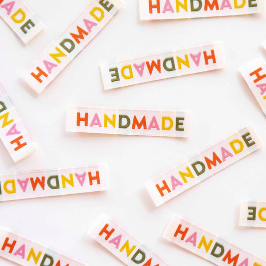 Sarah Hearts-Handmade Woven Sewing Labels - Muted Colors-sewing notion-gather here online