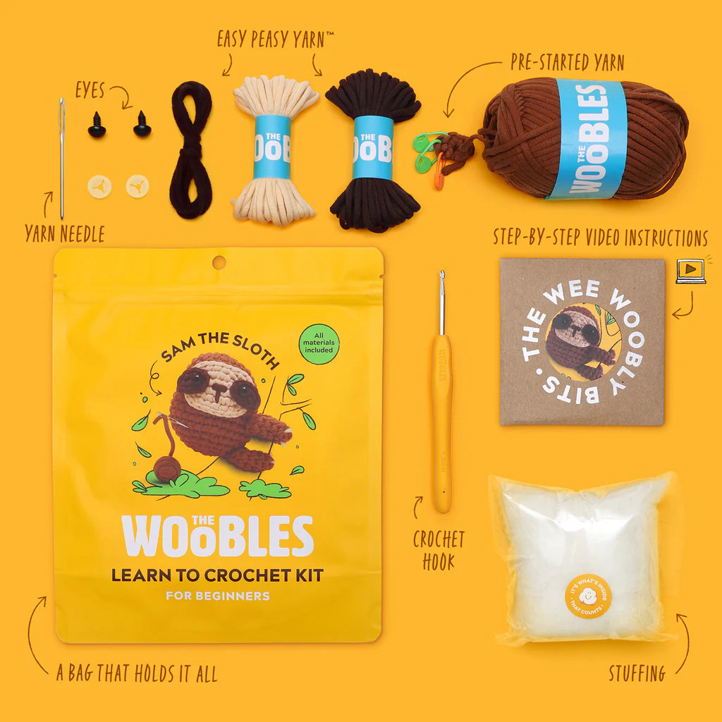 The Woobles-Sam the Sloth Crochet Kit-knitting / crochet kit-gather here online