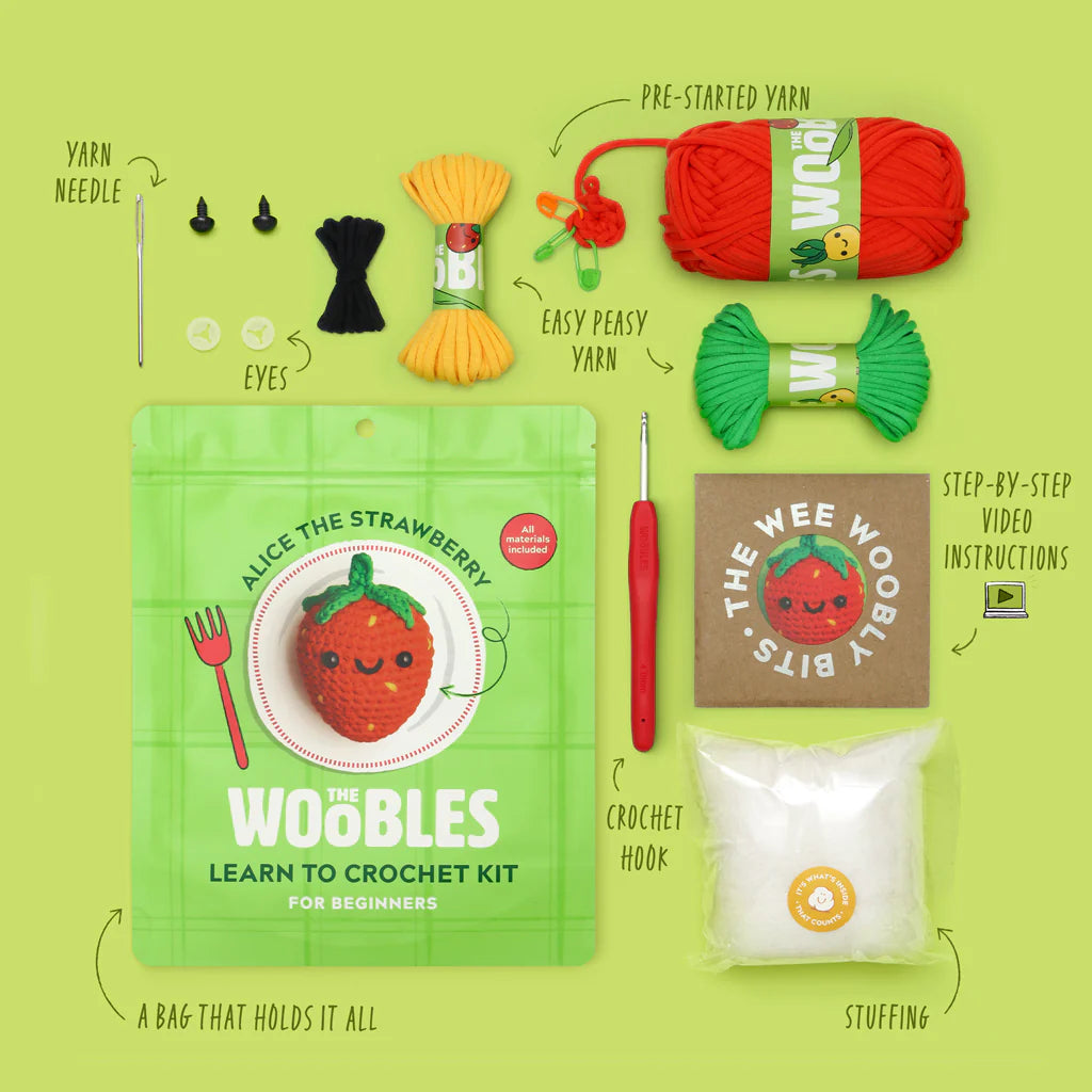 The Woobles-Alice the Strawberry Crochet Kit-knitting / crochet kit-gather here online